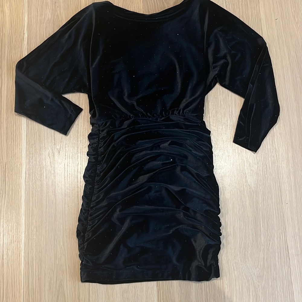 Aiden Maddox, velvet long sleeve, black sparkle dress, size 6